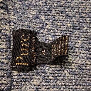 Pure Handknit Chunky Knit Sleeveless Blue  tunic 100% Cotton Sharkbite Hem.